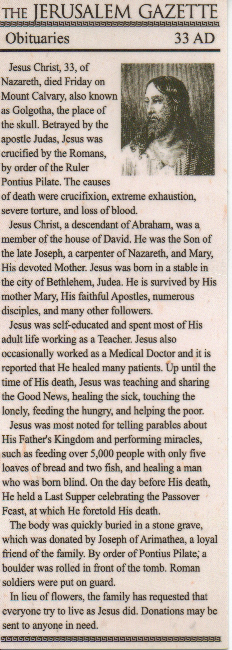 Jesus obituary